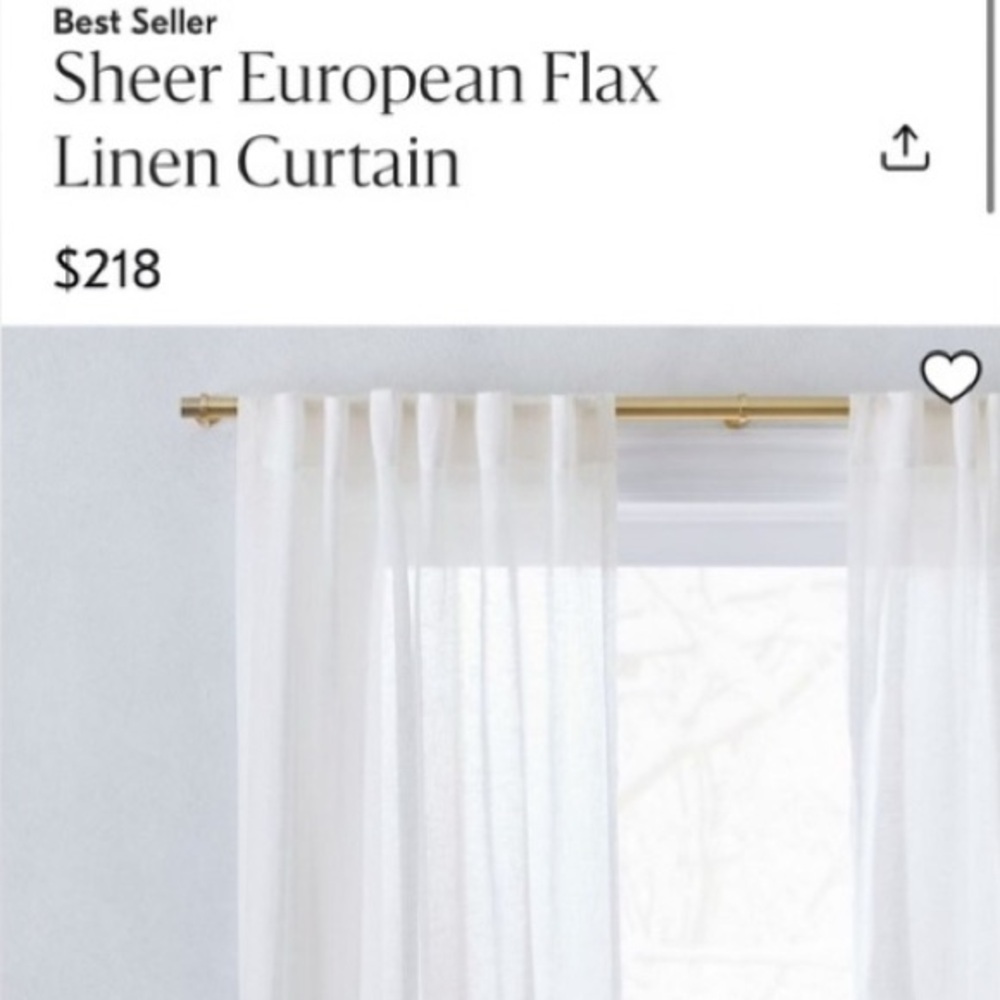 48x96 (Set of 2) West Elm Sheer Linen Curtain